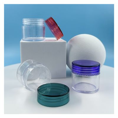Des pots en plastique très transparents OEM avec des couvercles colorés 30g