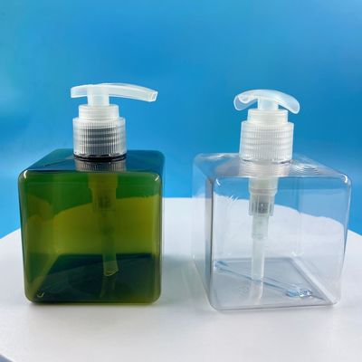 Emballage de shampooing en PET en plastique vert ambre avec pompe à lotion