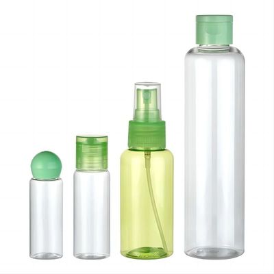 Bouteille en plastique PET personnalisée de 25 ml, 30 ml, 80 ml et 200 ml avec pulvérisateur de brume fine et bouchons en plastique