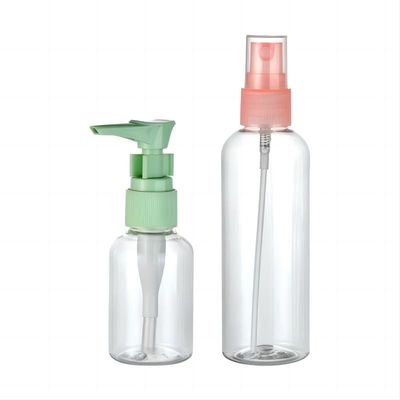 Matériau de base PET Portable 50 ml 100 ml Bouteilles en plastique avec pompe à lotion Pulvérisateur de brouillard fin