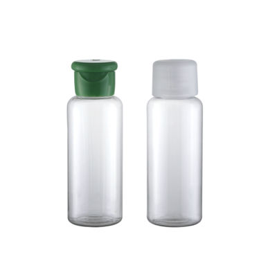 Collier PETG transparent Bouteille en plastique transparent de 100 ml avec couleur personnalisée et bouchon
