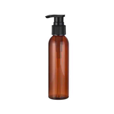 Marché de l'impression à écran Bouteille de pompe en plastique PET de 120 ml avec pompe noire et couleur ambre