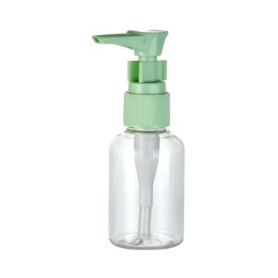 Taille de voyage Bouteille ronde en PET de 50 ml avec pompe à pinceau 20/410 Fabriquée en matériau transparent